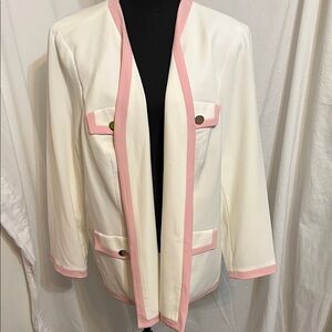 Kasper White and Pink Blazer